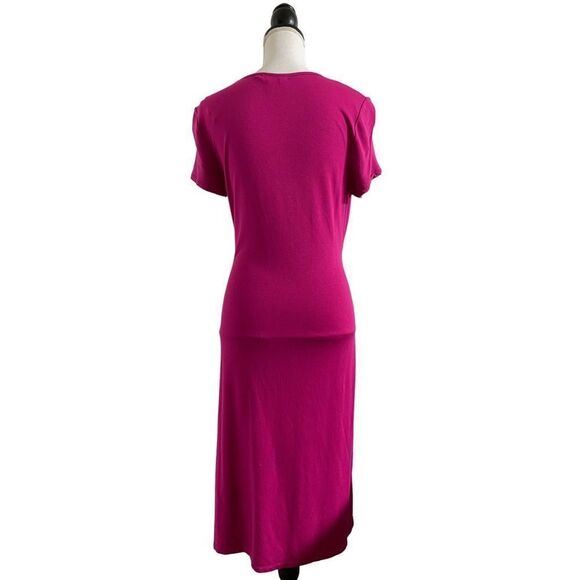Time and Tru Tie Wrap Short Sleeve Sheath Dress Raspberry Purple Ladies Medium - Picture 4 of 4